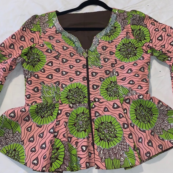 New Handmade Ankara Print Zip Up Top - Picture 1 of 5